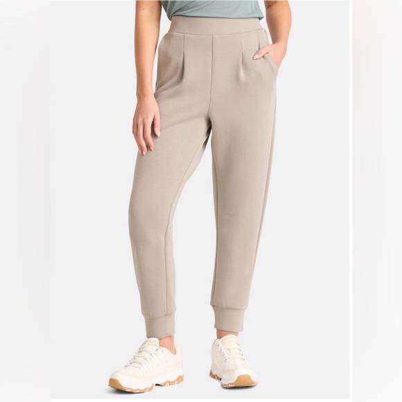 Avia Women's ScubaKnit Pleat Joggers Pockets Grey Fog Size XL Soft Athleisure - Picture 2 of 6